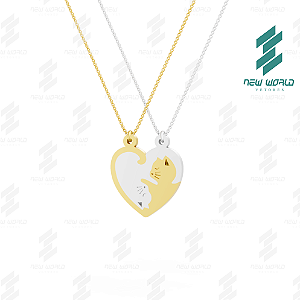 Arquivo de Pingente Coração Gatinhos 2 Peças - Formato DXF e SVG - Tamanho 25 mm