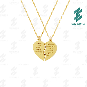 Arquivo de Pingente Coração Partido Infinito com Frase - Formato DXF e SVG - Tamanho 25 mm