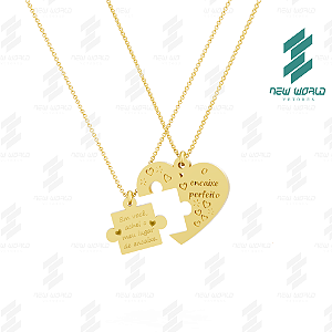 Arquivo de Pingente Coração Quebra Cabeça com Frase - Formato DXF e SVG - Tamanho 25 mm