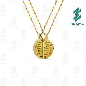Arquivo de Pingente Redondo Coração com Frase - Formato DXF e SVG - Tamanho 25 mm