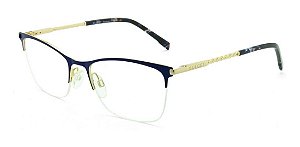 Óculos Armação Bulget Bg1600 06a Metal Azul Haste Dourada