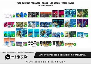Pack Camisas Pescaria - Pesca - +20 Artes - Vetorizadas