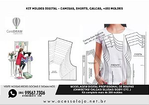 Kit Moldes Digital - Camisas, Shorts, Calcas, +150 Moldes