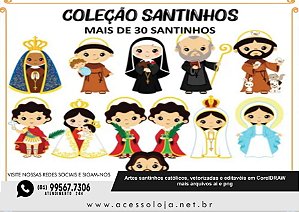 Coleção Santinhos Católicos Vetores Nossa Senhora, Jesus