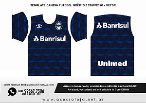 Template Camisa Futebol Grêmio 3 2019/2020 - Vetor
