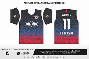 Template Vetor Camisa Red Bull Leipzig II 2020-2021 - Corel Draw