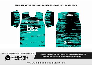 Template vetor Camisa Flamengo Pré Jogo 2020-21 corel draw