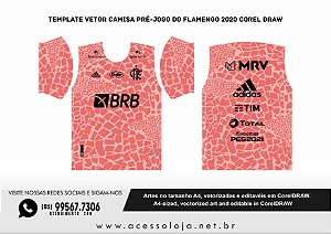 Template vetor Camisa Pré-Jogo do Flamengo 2020 corel draw