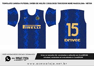 Template Camisa Futebol Inter de Milão 2021/2022 Torcedor Nike - Vetor