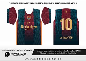 Template Camisa Futebol Barcelona 2021 - 2022 Gaudí - Vetor