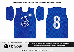 Template Camisa Futebol Chelsea home 2021/2022 - Vetor