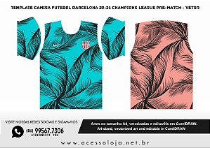 Template Camisa Futebol Barcelona 20-21 Champions League Pre-Match - Vetor