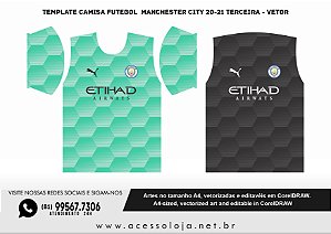 Template Camisa Futebol  Manchester City 20-21 terceira - Vetor