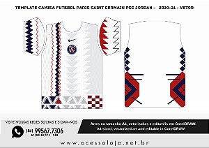 Template Camisa Futebol paris saint germain psg jordan -   2020-21 - Vetor