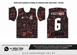 Template Camisa Futebol Flamengo pré jogo 2022 - Vetor