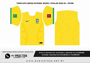 Template Camisa Futebol  Brasil Titular  2022-23 - Vetor
