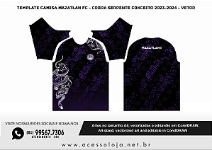 Template Camisa Mazatlan FC - cobra serpente conceito 2023-2024 - Vetor