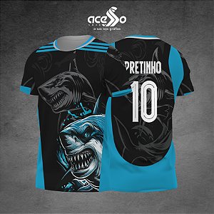 Template Camisa - Tubarão Azul IA 25 - Vetor