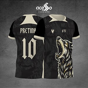 Template Camisa - Lobo Ruivando bege 25 - Vetor