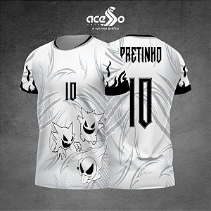 Template Camisa - Gengar Fantasmas Black White 2025 - Vetor