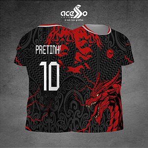 Template Camisa - Dragão vermelho Raios 25 - Vetor