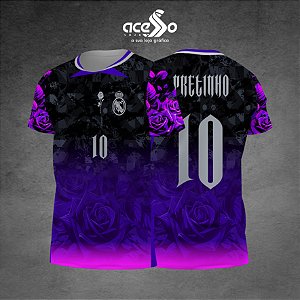 Template Camisa - Real Madrid Rosas aquarela 25 - Vetor