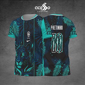 Template Camisa - Brasil Pantera Floral Verde 25 - Vetor