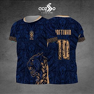 Template Camisa -  Pantera floral azul padrão 25 - Vetor