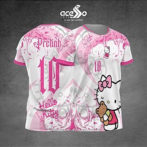 Template Camisa -  Hello Kit Pink grunge 25 - Vetor
