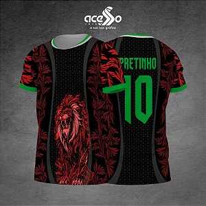 Template Camisa - Leão Vermelho floral 25 - Vetor