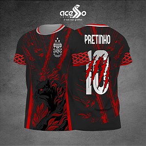 Template Camisa - Pantera Guthy floral vermelho 2025 - Vetor