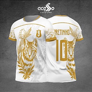 Template Camisa - Gato Floral dourado 2025 - Vetor