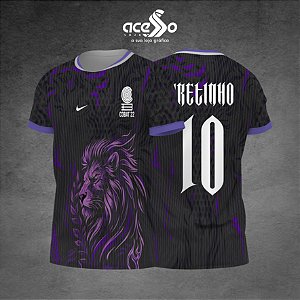 Template Camisa - Leão Violeta Flame Black 2025 - Vetor