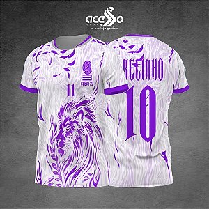 Template Camisa - Leão Violeta Flame white 2025 - Vetor