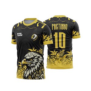 Template Camisa - Águia Floral amarela 26 - Vetor