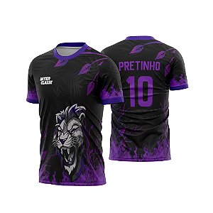 Template Camisa - Leão negro morado 26 - Vetor