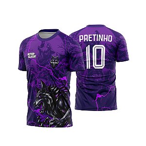 Template Camisa - Lobo feroz roxo 26 - Vetor