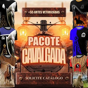 Pacote Cavalgada - Cavalo - Template Camisa - Arte Vetor Cdr