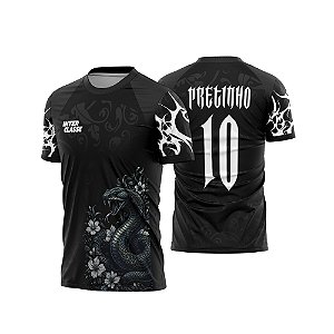 Template Camisa - Serpente Floral Black IA 26 - CDR Vetor