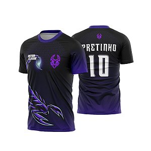 Template Camisa - Escorpião Neon roxo 26 - CDR Vetor