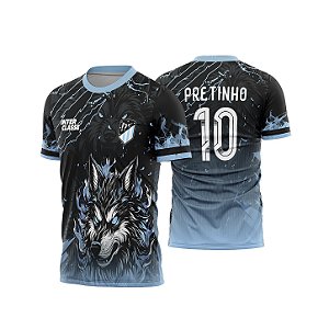 Template Camisa - Lobo Celeste negro 26 - CDR Vetor