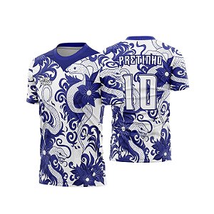 Template Camisa - Rio - Serpente azul flor inter 26 - CDR Vetor