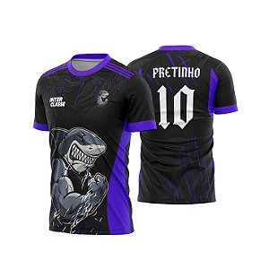 Template Camisa - Tubarão grunge lilas 26 - CDR Vetor