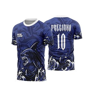 Template Camisa - Tubarão ondas azuis 26 - CDR Vetor