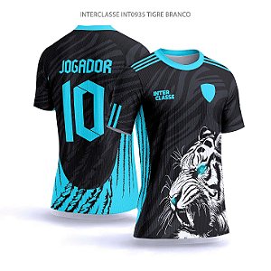 Template Camisa - Tigre branco blue ref 935 - CDR Vetor