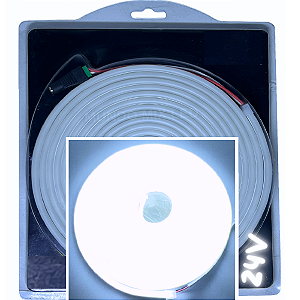 Mangueira Neon Led 24Volts 5mts Branco Frio 8.000k 6X12mm 12w/m Rolos C/ 5 Metros Flexível Alto Brilho Corte 5cm Para Ônibus Caminhão 24v