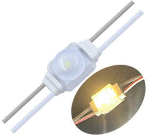 Micro Módulo LED 2835 1-LED 12MM 0,5W 3.000K SAMSUNG IP68 175º KOREIA 12V C/ Lente Injetado BRANCO QUENTE 3000K Auto Brilho P/ Letras Caixa Luminosos IP68
