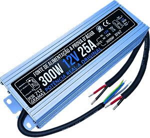 Fonte 100% Blindada 300W 12V 25A Bivolt IP67 Prova Dagua Premium Alimentação 12Volts P/ LEDs Cftv