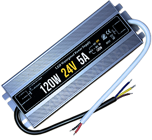 Fonte Blindada 120W 5A 24V Ip67 Prova Dagua 110V-220V Alimentação P/ Leds Cftv