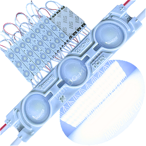 Módulo LED Injetado 6012 3-LEDs 1,5W Branco Frio 8000k 6cm 12v Prova D’água IP67 Lente 160º